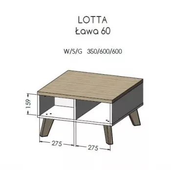 Cama LOTTA 60 konferenčný stolík dub wotan/matná čierna