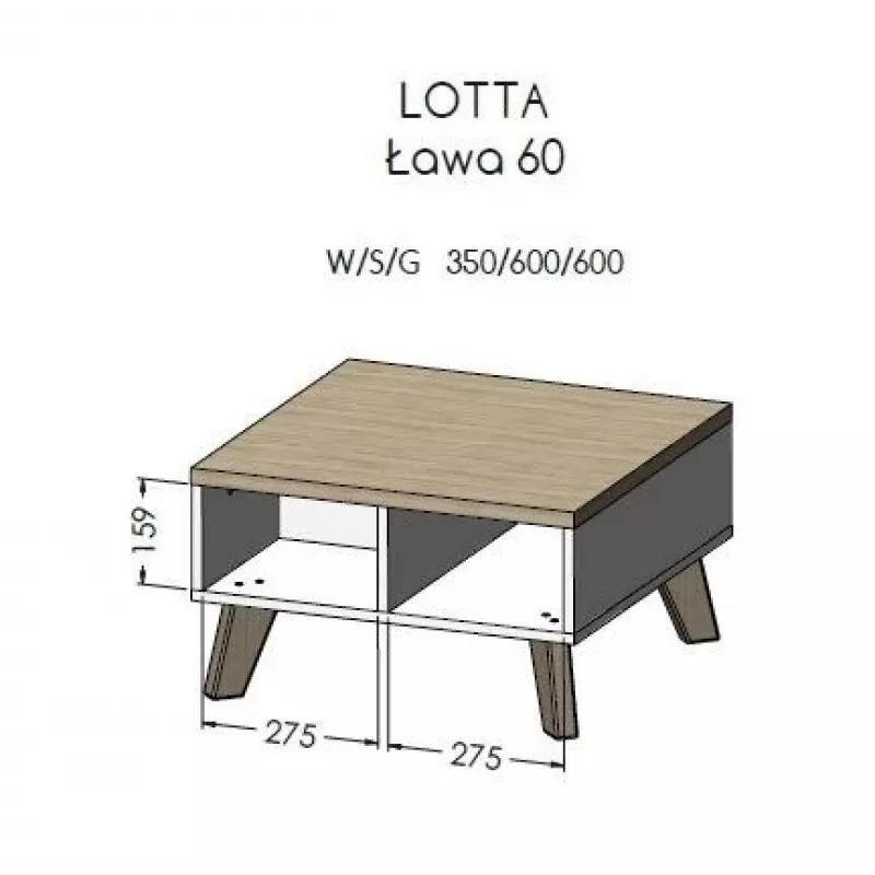 Cama LOTTA 60 konferenčný stolík dub wotan/matný čierny