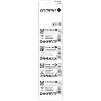 Gombíková lítium batéria everActive CR3032, 3V, 580 mAh, gombíková batéria, balenie 4 ks