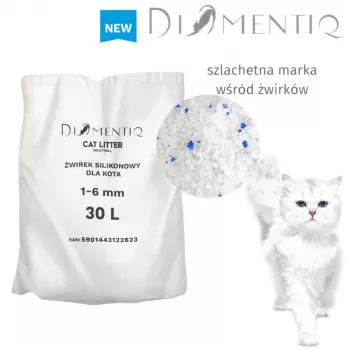 Mačacia podstielka DIAMENTIQ Neutral hrudkujúce silikónové granuly 30 l — neparfumovaná, 1–6 mm