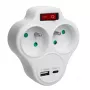Elektrický rozbočovač dvojzásuvky MACLEAN MCE336E s 2 USB portami, typ E