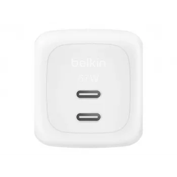 Interiérová AC rýchlonabíjačka Belkin WCH020KQ2MWH-B6 – 2x USB-C, 2 m integrovaný kábel, biela