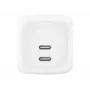Interiérová AC rýchlonabíjačka Belkin WCH020KQ2MWH-B6 – 2x USB-C, 2 m integrovaný kábel, biela