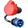go-e CH-04-31 adaptér pre Gemini flex 11 kW, CEE červený 16 A trojfázový na CEE modrý 16 A, IP55, 0,3 m, čierny