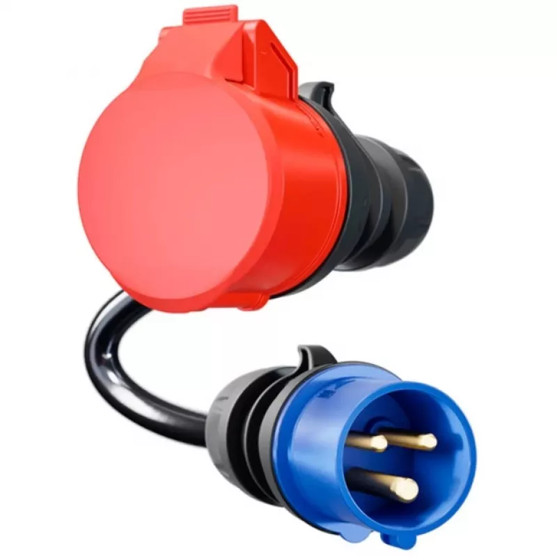 go-e CH-04-31 adaptér pre Gemini flex 11 kW, CEE červený 16 A trojfázový na CEE modrý 16 A, IP55, 0,3 m, čierny