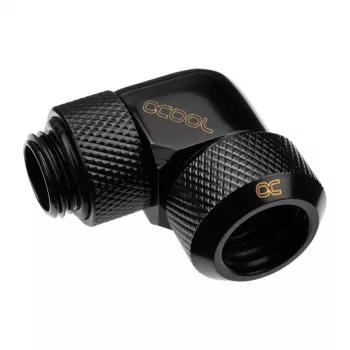 Alphacool Eiszapfen 13mm HardTube skrutkovacia spojka 90° otočná G1/4 - uhlová kompresná spojka pre kvapalinové chladenie - hlboko čierna