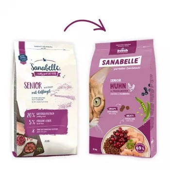 Suché krmivo pre mačky Bosch Sanabelle Life Senior — kura a brusnice, 8 kg, 29 % proteín, 13 % tuk