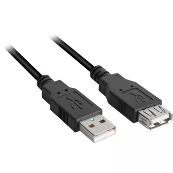 USB 2.0 predlžovací kábel, USB-A konektor samec > USB-A konektor samica čierny, 1,0 meter, dvojité tienenie
