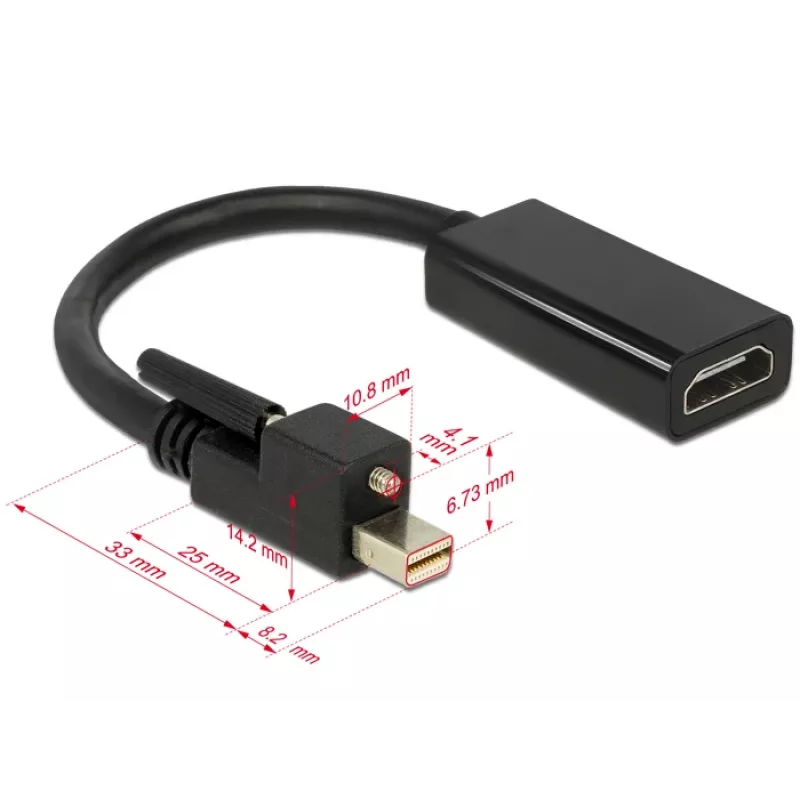 Video kábel adaptér DeLOCK 62640 Mini DisplayPort na HDMI 0,25 m čierny