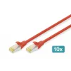 DIGITUS prepojovací kábel CAT6A S/FTP, 1 m, červený, balenie 10 ks