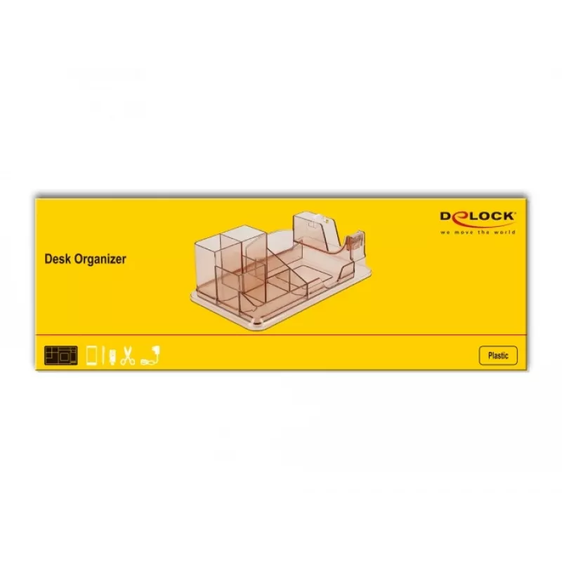 Organizér na stôl DeLOCK 18341 priehľadný hnedý plast 145x250x85mm