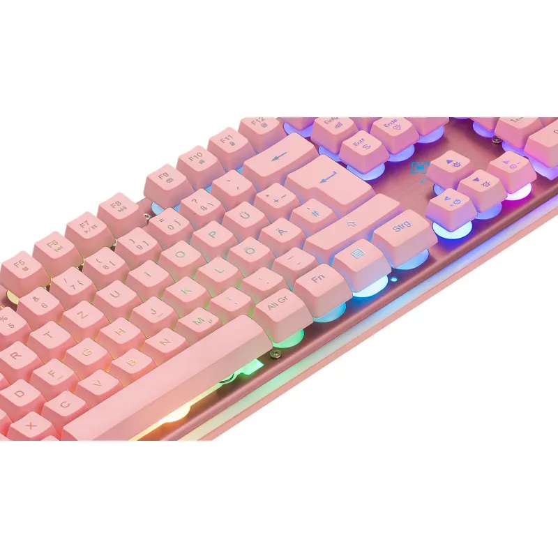 Deltaco GAM-021-RGB-P-DE - plná veľkosť (100%) - USB - membránové spínače - QWERTZ - ružová
