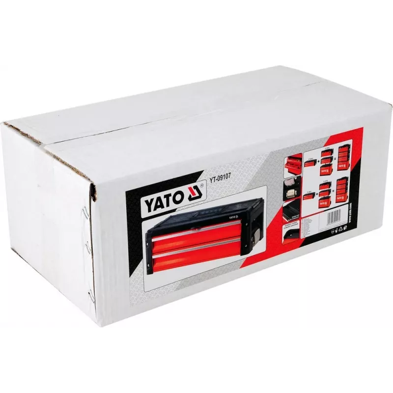 Kufrík na náradie YATO YT-09107 kov 495x252x180 mm, čierny/červený, 6 kg, 2 priehradky, uzamykateľný