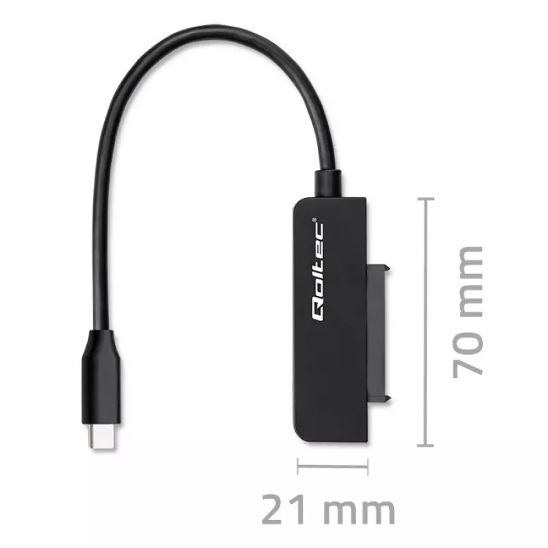 QOLTEC SATA adaptér 52269 pre 2,5-palcový disk na USB-C, podporuje až do 2 TB
