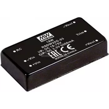 Napájací zdroj/menič Mean Well RSDW20G-15 20 W, vstup 18–75 V, výstup 15 V, RoHS