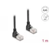 Sieťový kábel DeLOCK RJ45 Cat.6A S/FTP tenký 90° nahor 1m čierny