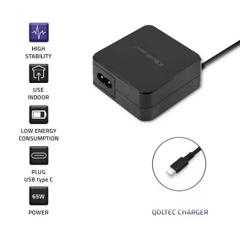 Qoltec 51027 nabíjačka | 65W | 5-20,3V | 2-3,25A | USB Type-C | PD