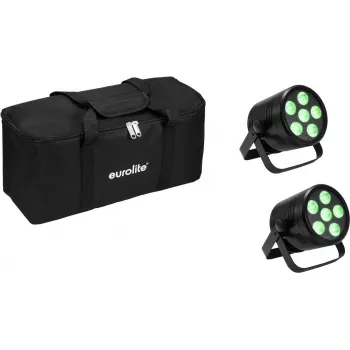 Sada LED PAR reflektorov EUROLITE 2x AKKU PAR 6 QCL, batériové prenosné pódiové washlighty