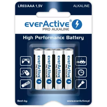 Alkalické batérie AAA / LR03 everActive Pro – 4 ks (blister)