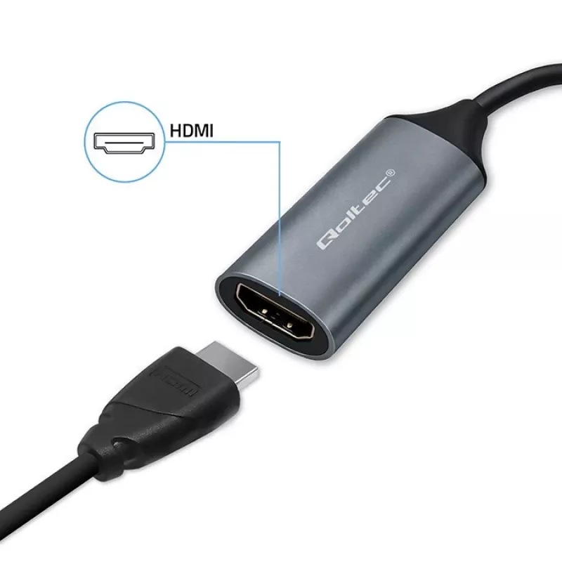 USB-C na USB-A a HDMI 4K 30Hz adaptér QOLTEC z hliníka