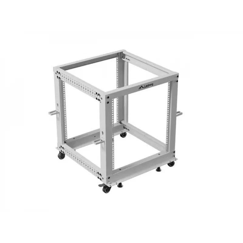 19-palcový otvorený rack LANBERG 12U, nastaviteľná hĺbka 600-1100 mm, sivý