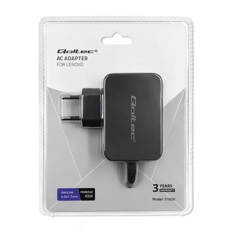 Qoltec 51026 napájací zdroj/menič interiér/exteriér 65 W čierny