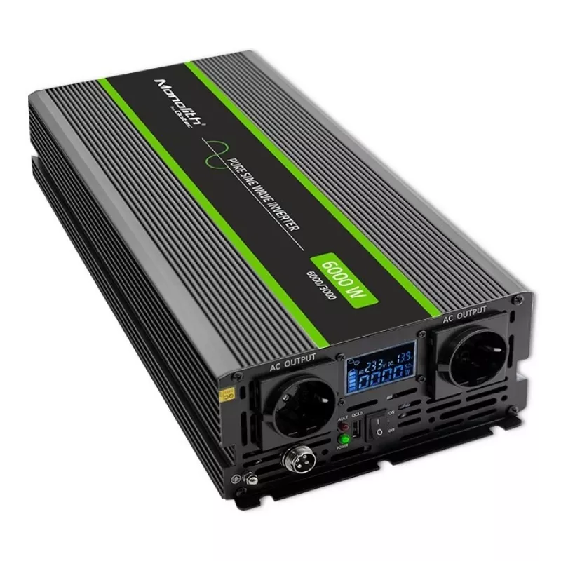 Qoltec 51923 čistý sínusový menič Monolith | 3000W | 6000W | 24V na 230V | LCD
