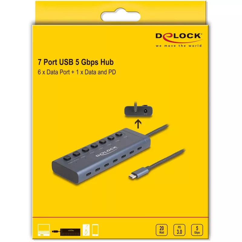 DeLOCK 63410 USB 3.2 Gen 1 Type-C hub 5000 Mbit/s modrý