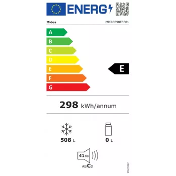 Mraznička Midea MDRC698FEE01 – 508 L, energetická trieda E, voľne stojaca, výška 83 cm, biela