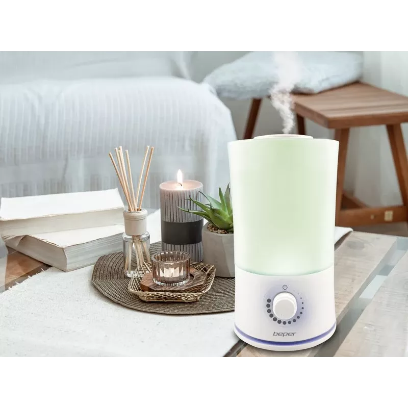 Beper 70.401 ultrazvukový aróma difuzér a zvlhčovač vzduchu, 2,4 l, 7-farebné LED, 25 W