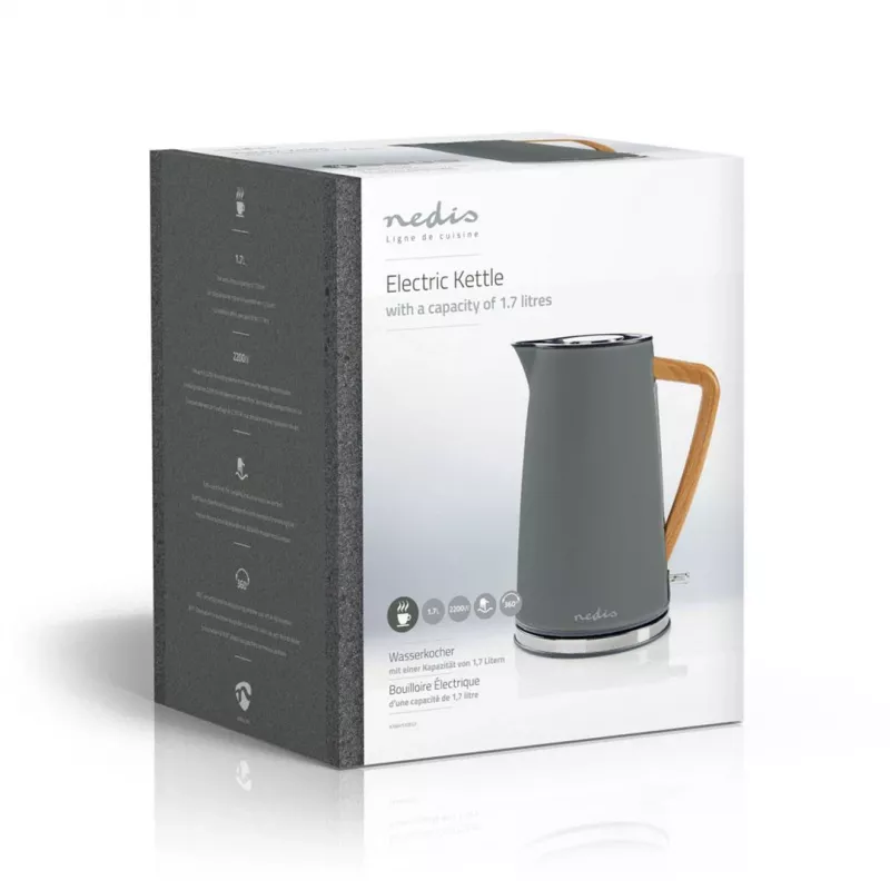Elektrická kanvica Nedis KAWK510EGY 1,7 l 2200 W sivá