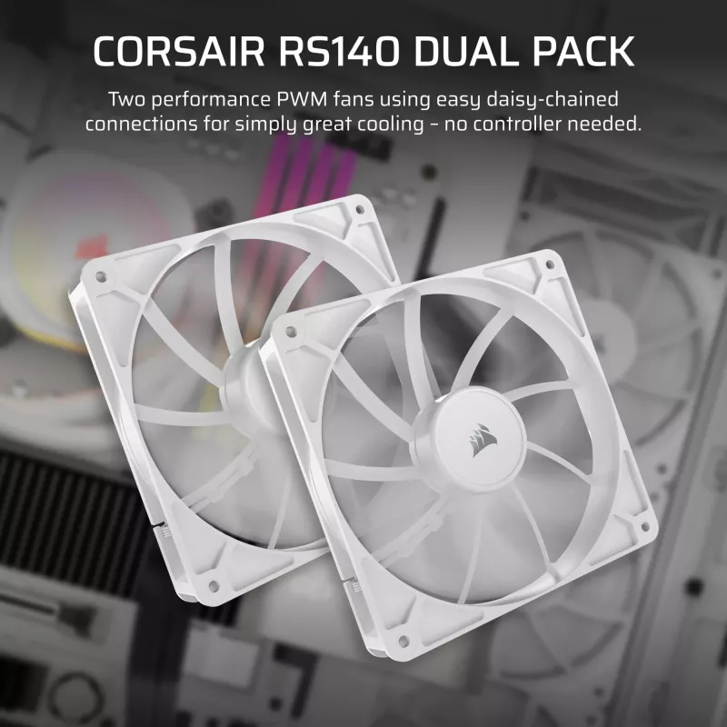 Corsair RS140 Dual Pack skrinkové ventilátory, 140 mm, biele, CO-9050195-WW