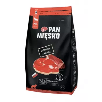 PAN MIĘSKO hovädzie s kozou (dospelý) chrumkavé M - suché krmivo pre psov - 20 kg