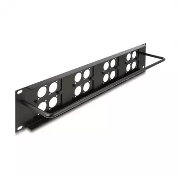 DeLOCK 88195 D-typ 19 inch patchpanel so 4 platňami, 16 portov, 2U, čierny