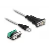 DeLOCK 63465 Adaptér USB 2.0 Type-A na sériový RS-422/485, 6-pólová svorkovnica, 1,8 m, čierny/priehľadný