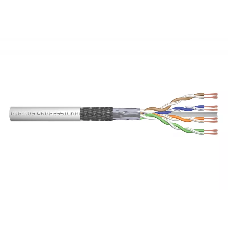 Sieťový kábel Digitus CAT 6 SF/UTP krútená dvojlinka patch kábel metráž 305 m sivý