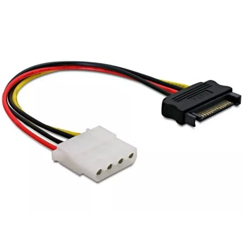 Delock 60115 napájací kábel SATA 15-pinová vidlica na Molex 4-pinová zásuvka, 0,12 m