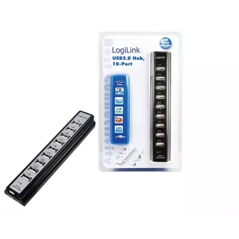 LogiLink UA0096 USB hub 480 Mbit/s čierny