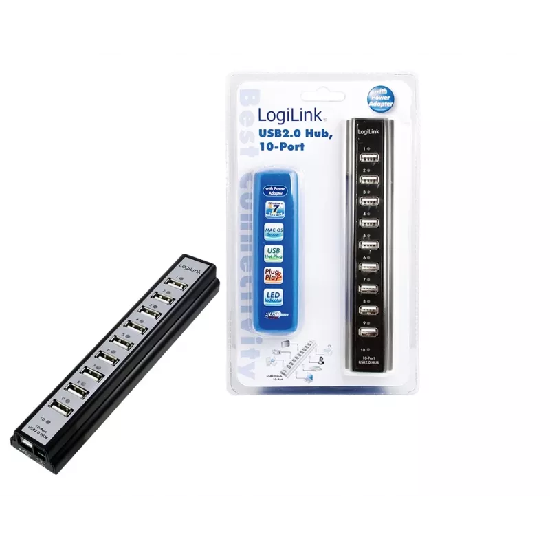 LogiLink UA0096 USB hub 480 Mbit/s čierny