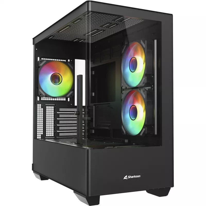 PC skriňa Sharkoon Elite Shark CM100 Tower Micro-ATX, bez napájacieho zdroja, čierna