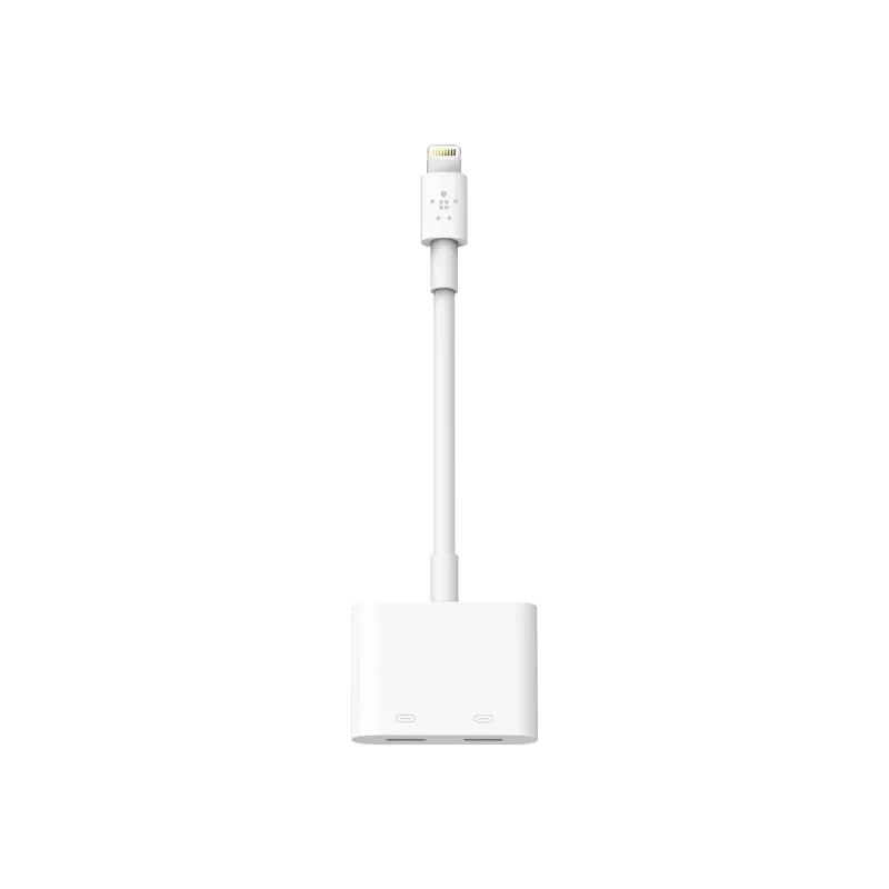 Belkin | Lightning Audio + Charge RockStar kábel, 11,5 cm, biela | F8J198btWHT