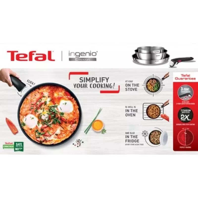 Tefal Ingenio Emotion L897S374 3-dielna sada panvíc, 24/28 cm s odnímateľnou rukoväťou
