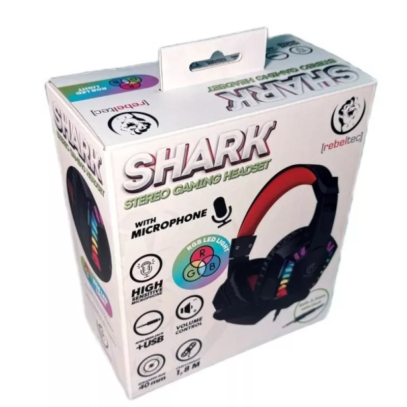 Rebeltec stereo slúchadlá s mikrofónom SHARK — káblové on-ear prevedenie