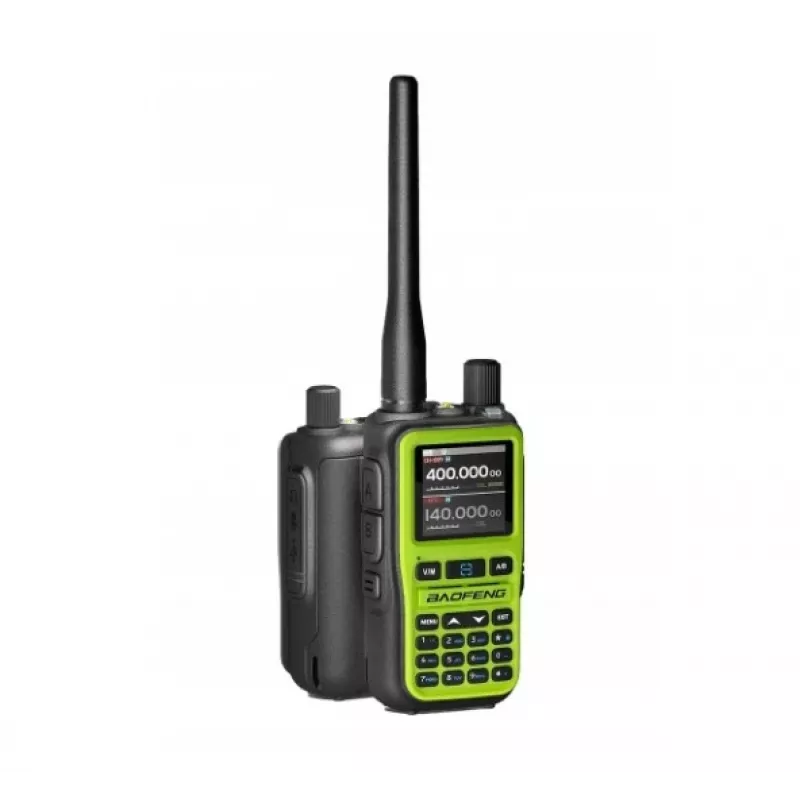 Baofeng UV-5R EU MINI vysielačka, USB-C, Bluetooth, VHF/UHF, letecké pásmo, anténa 15 cm, zelená