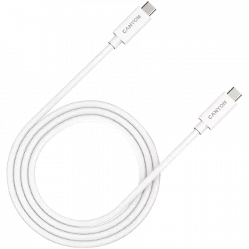 CANYON UC-44, kábel, U4-CC-5A1M-E, USB4 Type-C na Type-C káblová zostava 40G 1m 5A 240W(ERP) s E-MARK, CE, ROHS, biely