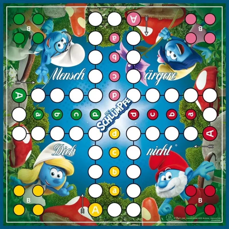 Schmidt Spiele Die Schlümpfe klasická stolová hra Mensch-ärgere-dich-nicht