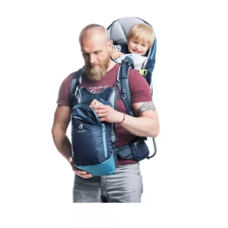 Detský nosič batoh Deuter Kid Comfort Pro, modrý, polyamid, max. 22 kg, slnečná clona, bočné vrecko