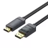 DisplayPort na HDMI káblový adaptér Vention HAGBH, 2 m, čierny, priemer 7 mm