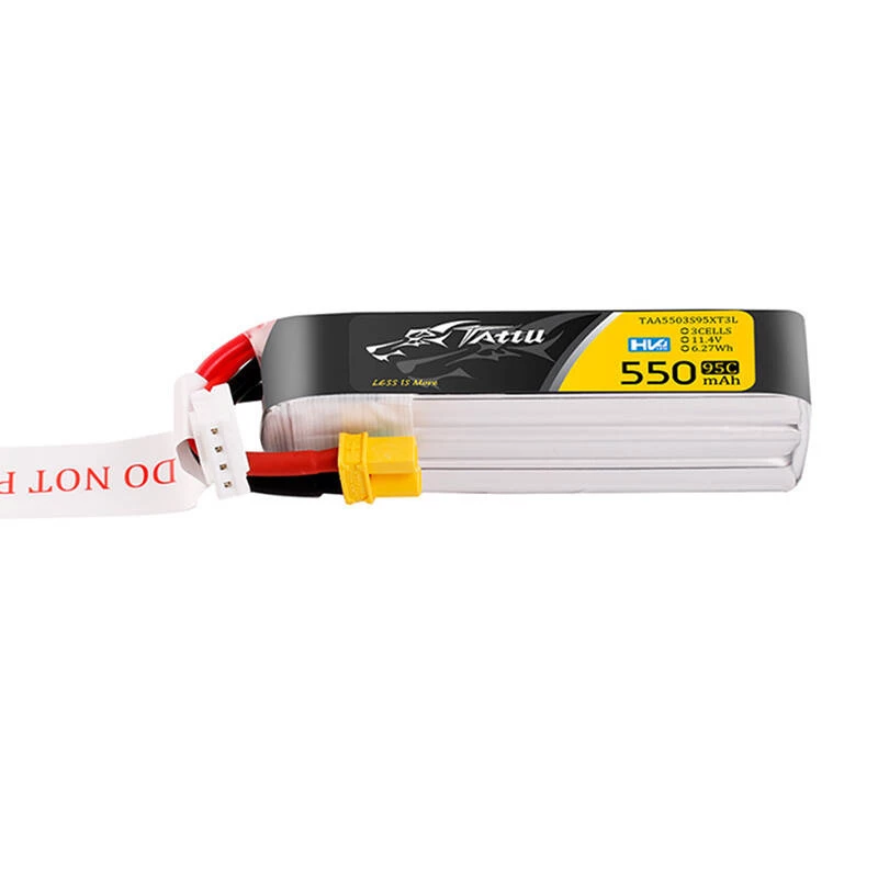 Tattu 3s 550mAh 95C 11.4V HV Lipo batéria s XT30 konektorom Long-Pack konektor