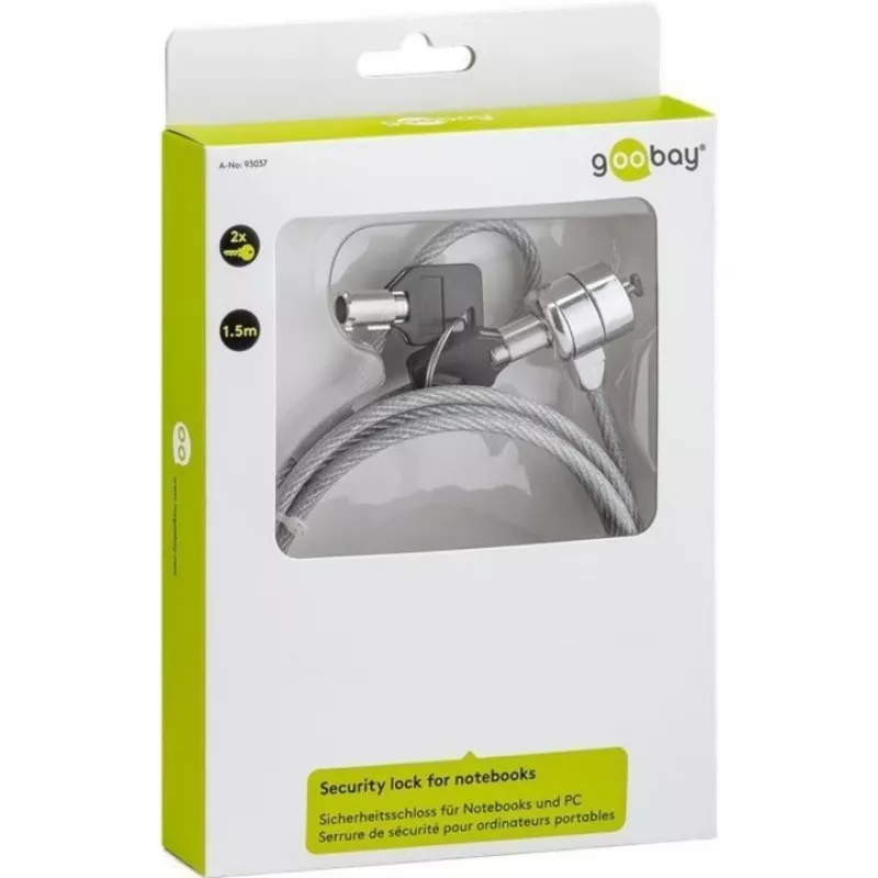 Káblový zámok Goobay 93037 sivý 1,5 m